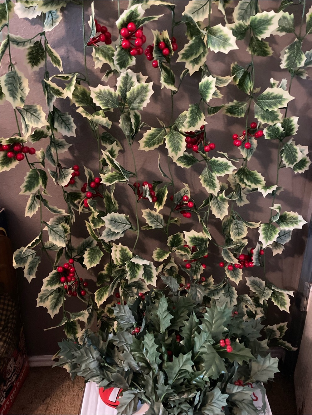 Holiday Holly Garland with Red Berries - Home Holiday